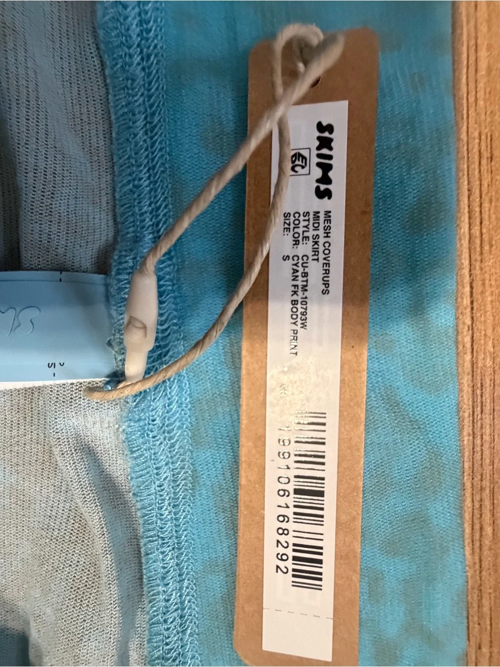 SKIMS Blue Ombre Mesh Sarong with Aqua Patterned Bikini Set .. selling as a set